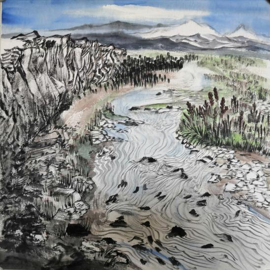 文字问说念石林 神韵写意黄河：走遍中国·甘肃——中国文促会好意思术家写生创作行径走进景泰